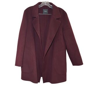 Theory Clairene burgundy coat wool cashmere women's large classic elegant career